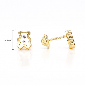 18k GOLD TEDDY BEAR WITH ZIRCON EARRING