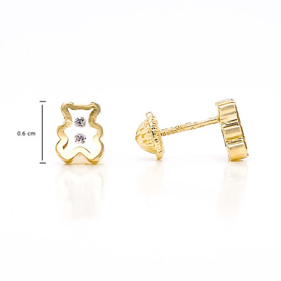 18k GOLD TEDDY BEAR WITH ZIRCON EARRING