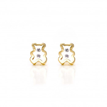 18k GOLD TEDDY BEAR WITH ZIRCON EARRING