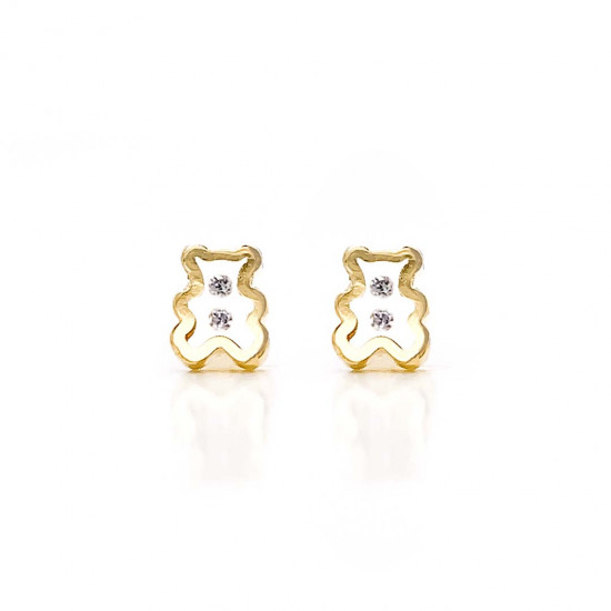 18k GOLD TEDDY BEAR WITH ZIRCON EARRING