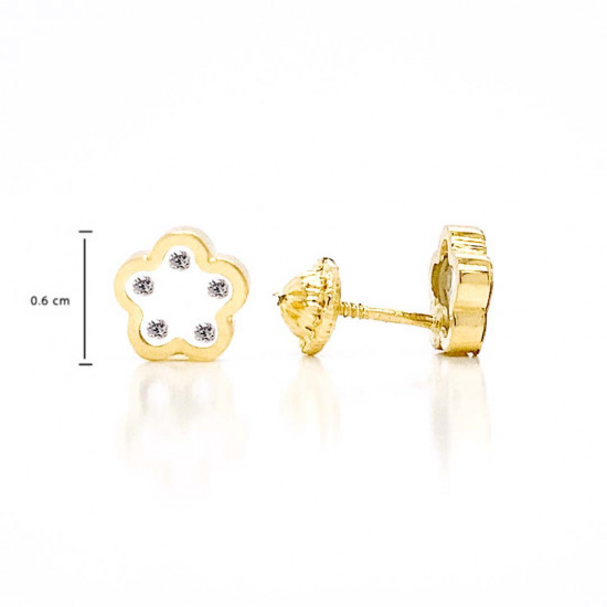 18K GOLD FLOWER WITH ZIRCON EARRINGS