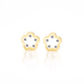 18K GOLD FLOWER WITH ZIRCON EARRINGS