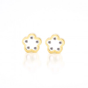 18K GOLD FLOWER WITH ZIRCON EARRINGS