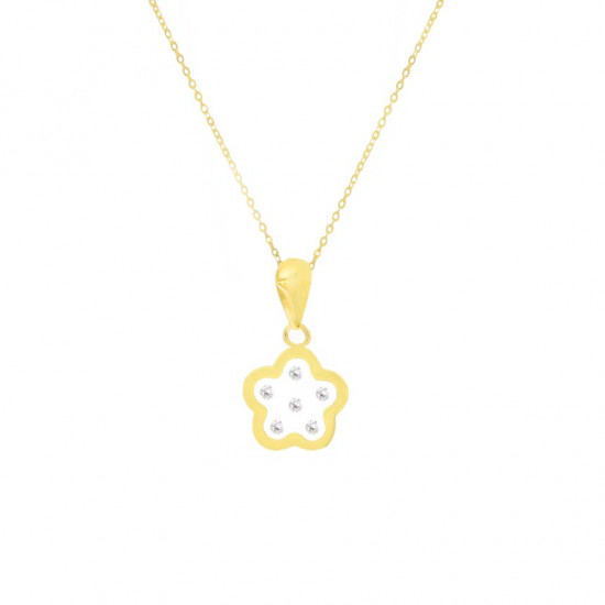 GOLD CHAIN FOR KIDS, FLOWER WITH ZIRCON