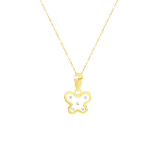 GOLD CHAIN FOR KIDS, BUTTERFLY WITH ZIRCON