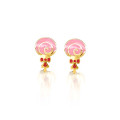 18K GOLD LOLIPOP PINK ENAMEL EARRINGS