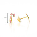 18K GOLD CANDY WHITE AND PINK ENAMEL EARRINGS