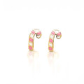 18K GOLD CANDY WHITE AND PINK ENAMEL EARRINGS