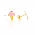 18K GOLD ICE CREAM PINK ENAMEL EARRINGS