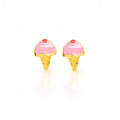 18K GOLD ICE CREAM PINK ENAMEL EARRINGS