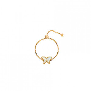 White seashell Butterfly Ring Chain,18K Gold ( small size ) 