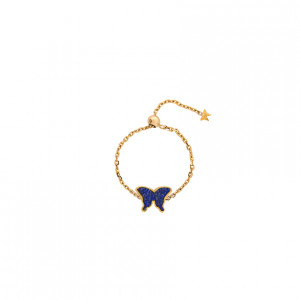 lapis Butterfly Ring Chain , 18K Gold ( small size ) 