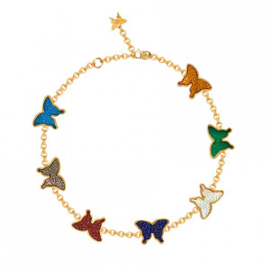 HAPPINESS BUTTERFLY BRACELET With Colourful Stones, 18K Gold