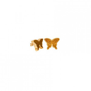 18K Gold Earring Butterfly With Tiger Eye ( small size )