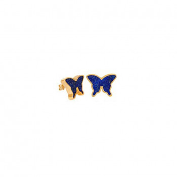 18K Gold Earring Butterfly With Lapis                                                         ( small size )
