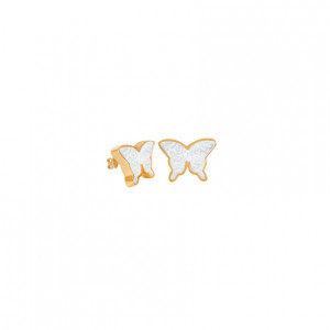 18K Gold earring Glanz Butterfly with White seashell ( small size )