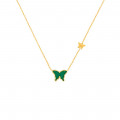 Green Agate Butterfly Neckless, 18k Gold ( small size ) 