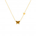 Tiger Eye Butterfly Neckless, 18K gold ( small size )