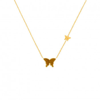 Tiger Eye Butterfly Neckless, 18K gold ( small size )