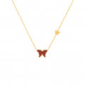 Red Agate Butterfly Neckless, 18K Gold ( small size )
