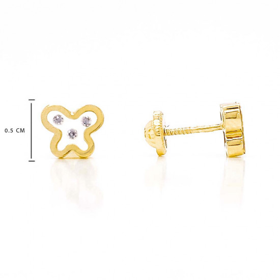 18K GOLD BUTTERFLY WITH ZIRCON EARRING