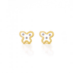 18K GOLD BUTTERFLY WITH ZIRCON EARRING