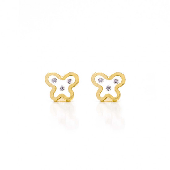 18K GOLD BUTTERFLY WITH ZIRCON EARRING