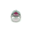 gold ring 18k with Rubi , Emerald inlaid with diamonds