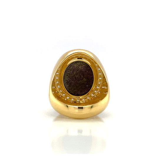 OPAL RING WITH 28 PIECES OF DIAMOND ,18K GOLD