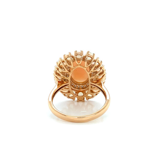 Gold RING WITH PINK CORAL, OPAL WITH DIAMOND Gold RING WITH PINK CORAL, OPAL WITH DIAMOND