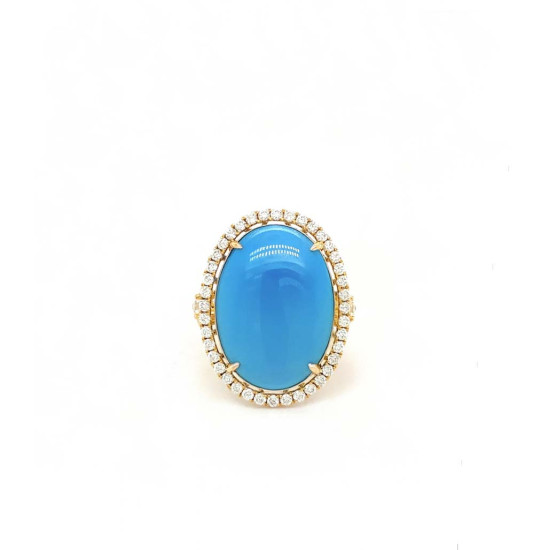 18k GOLD AND DIAMON RING WITH TURQUOISE 18k GOLD AND DIAMON RING WITH TURQUOISE