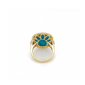 18k GOLD AND DIAMON RING WITH TURQUOISE