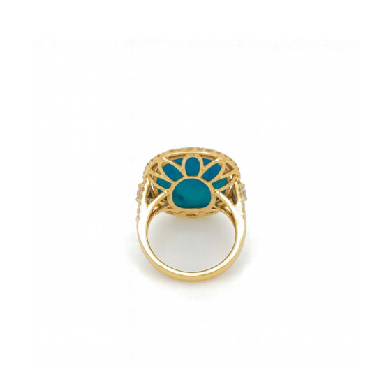 18k GOLD AND DIAMON RING WITH TURQUOISE 18k GOLD AND DIAMON RING WITH TURQUOISE
