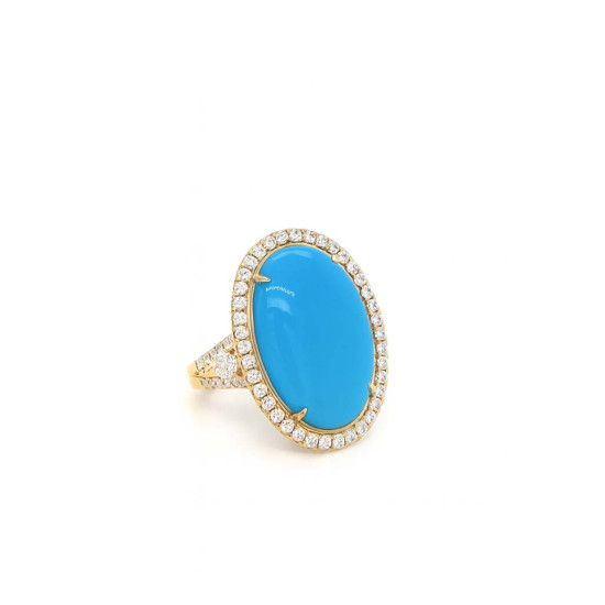 18k GOLD AND DIAMON RING WITH TURQUOISE 18k GOLD AND DIAMON RING WITH TURQUOISE