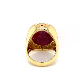RUBI RING WITH 34 PIECES OF DIAMOND ,18K GOLD