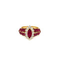 RUBI GOLD RING 18K STUDDED WITH DIAMONDS .