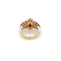 RUBI GOLD RING 18K STUDDED WITH DIAMONDS .