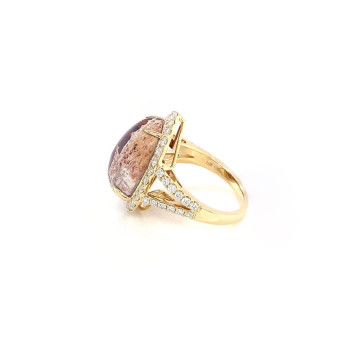 TEAR SHAPED OPAL RING WITH 55 PIECES OF DIAMOND ,18K GOLD