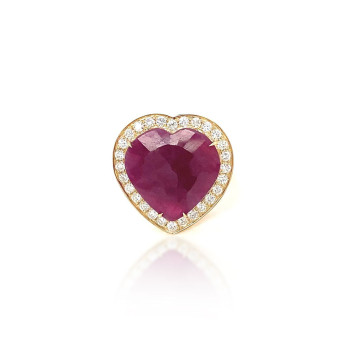 RUBI GOLD RING 18K STUDDED WITH DIAMONDS .