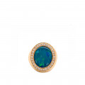  A Rare Australian Opal Ring With 30 Pieces Of Diamond,18k Gold 