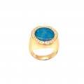  A Rare Australian Opal Ring With 30 Pieces Of Diamond,18k Gold 