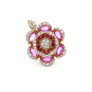 DIAMON RING WITH PINK SAPPHIRE 