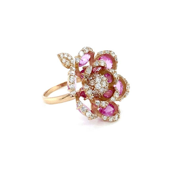 DIAMON RING WITH PINK SAPPHIRE 