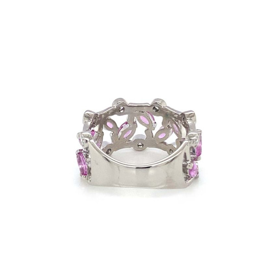 PINK SAPPHIRE PLATINUM RING STUDDED WITH DIAMONDS PINK SAPPHIRE PLATINUM RING STUDDED WITH DIAMONDS