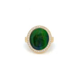 AMMONITE RING WITH 88 PIECES OF DIAMOND ,18K GOLD