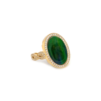 AMMONITE RING WITH 88 PIECES OF DIAMOND ,18K GOLD