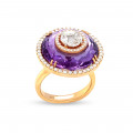 Amethyst Ring, Highly Crafted With 76 Pieces of Diamonds, 18K Gold Amethyst Ring, Highly Crafted With 76 Pieces of Diamonds, 18K Gold