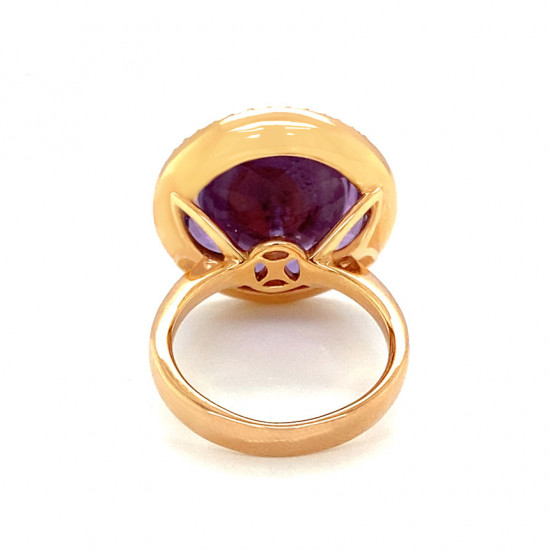 Amethyst Ring, Highly Crafted With 76 Pieces of Diamonds, 18K Gold Amethyst Ring, Highly Crafted With 76 Pieces of Diamonds, 18K Gold