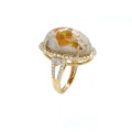 PINK OPAL RING WITH 56 PIECES OF DIAMOND ,18K GOLD PINK OPAL RING WITH 56 PIECES OF DIAMOND ,18K GOLD