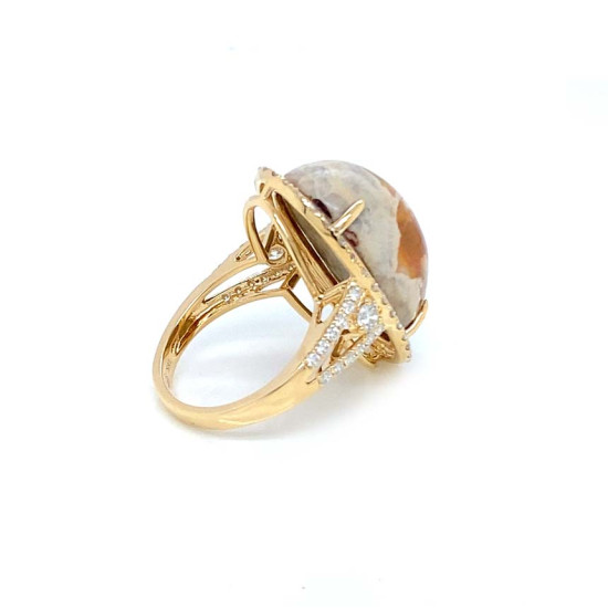 PINK OPAL RING WITH 56 PIECES OF DIAMOND ,18K GOLD PINK OPAL RING WITH 56 PIECES OF DIAMOND ,18K GOLD